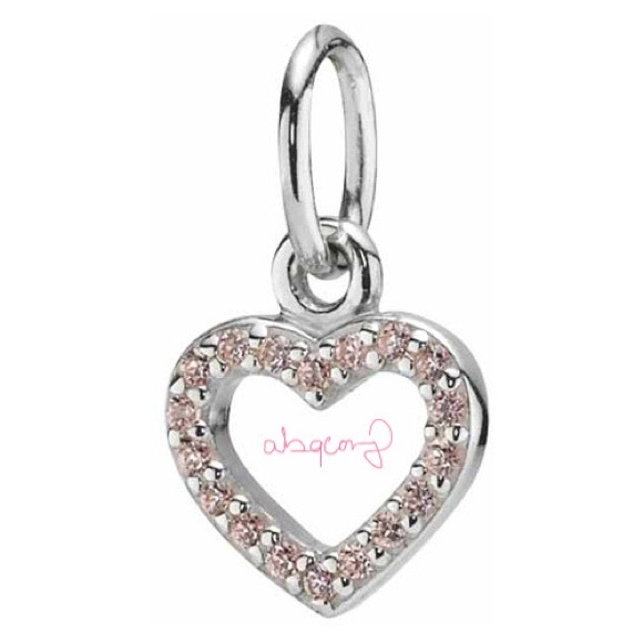 EUC Pandora 390325PCZ Sterling Silver Heart Pendant w/ Pink Zirconia - Picture 1 of 7